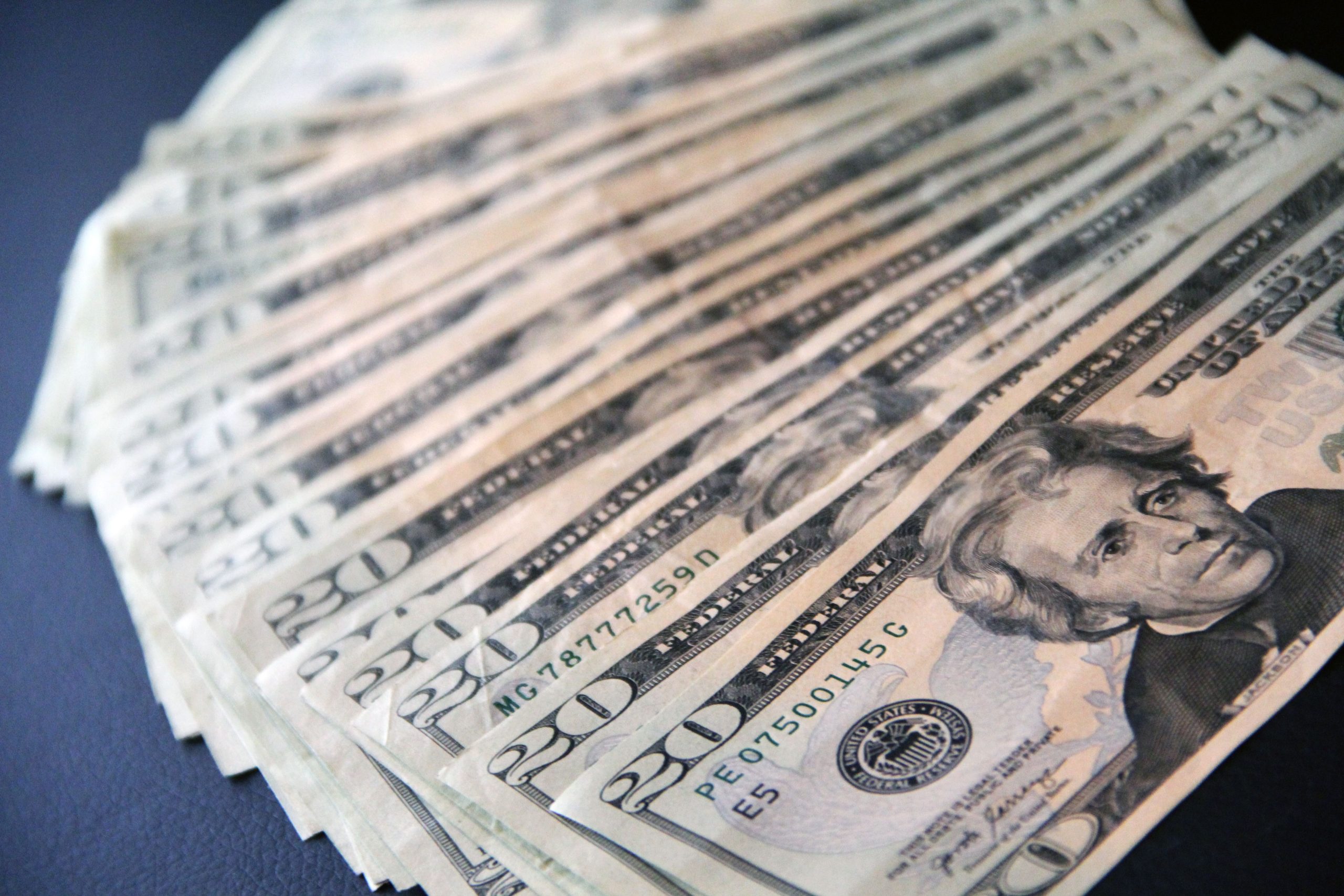 Billets de vingt dollars USD étalés richesse