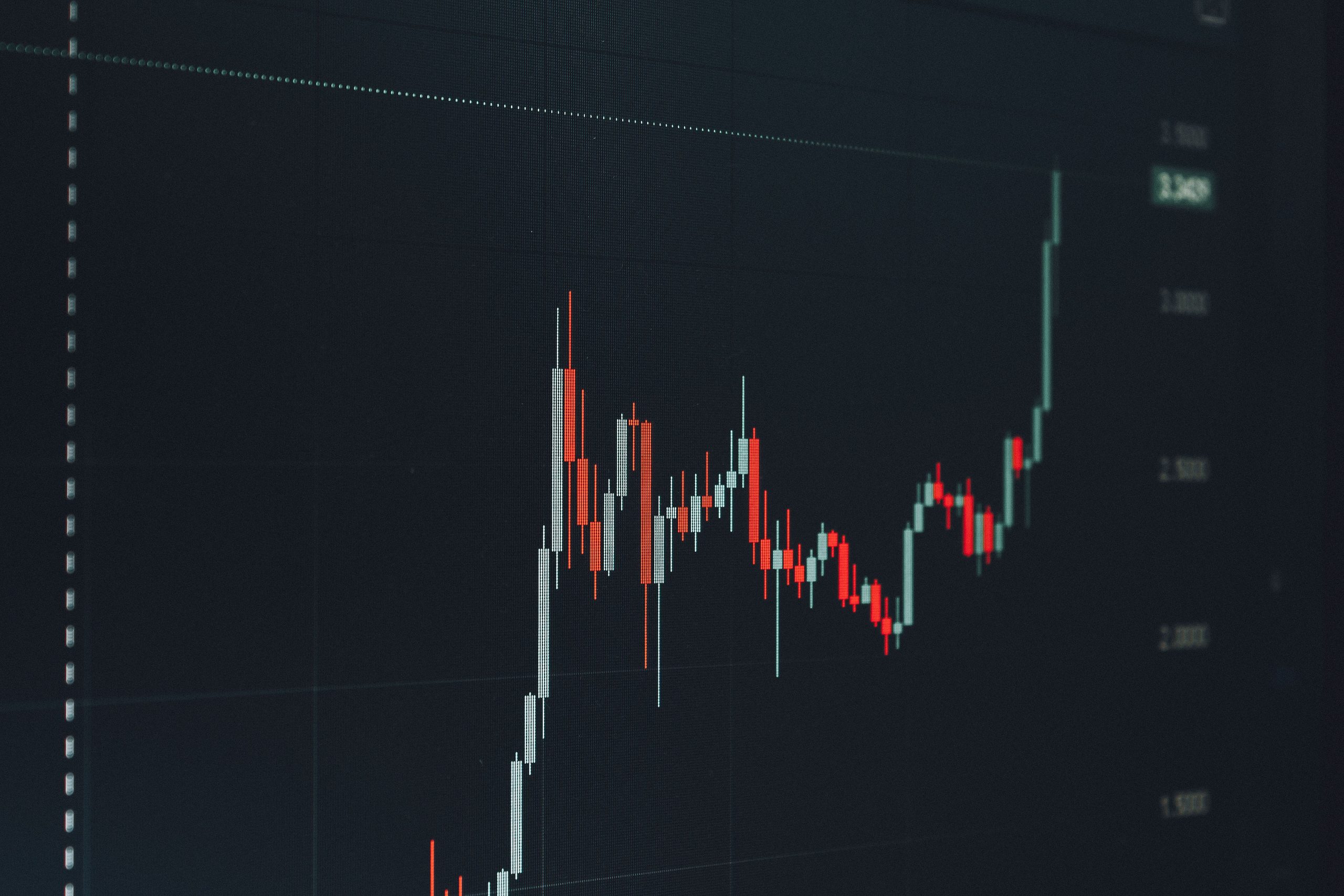 Graphique financier affichant une tendance haussière